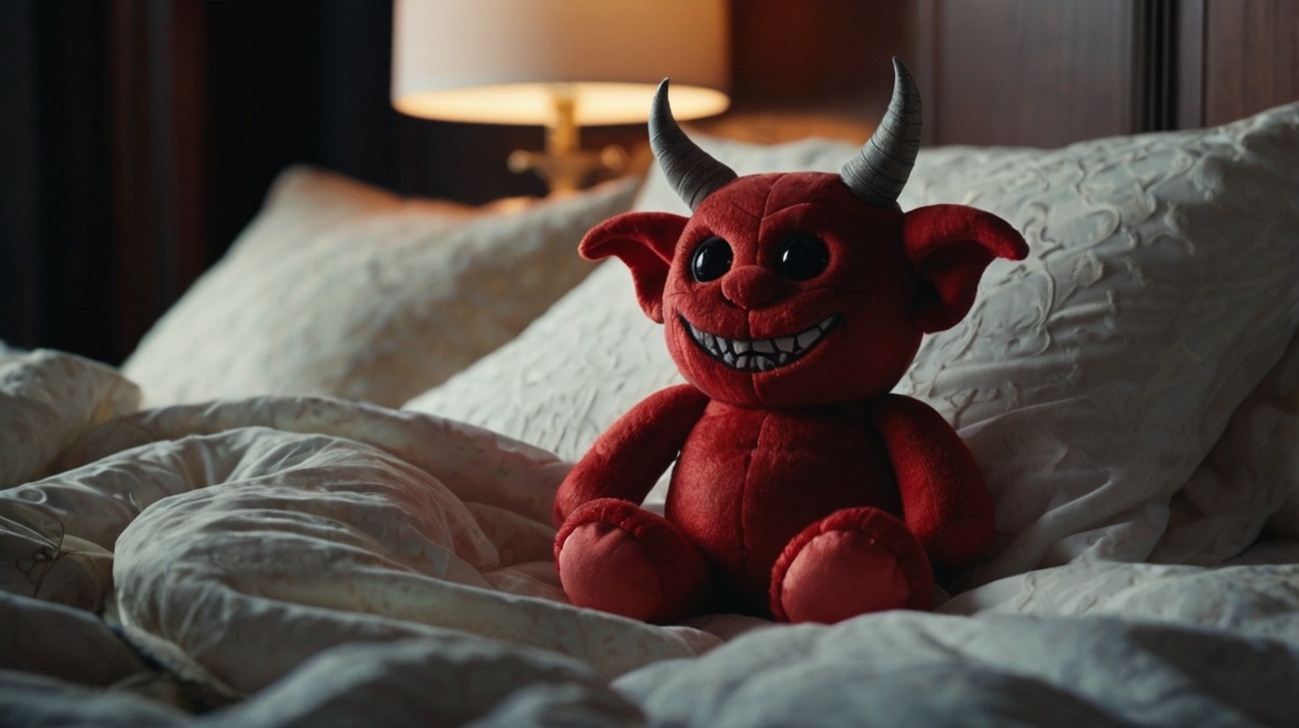 Leonardo_Kino_XL_A_charming_plush_toy_demon_lies_on_the_bed_am_2 - Phase Today - Lucid Dreaming and Sleep Paralysis News