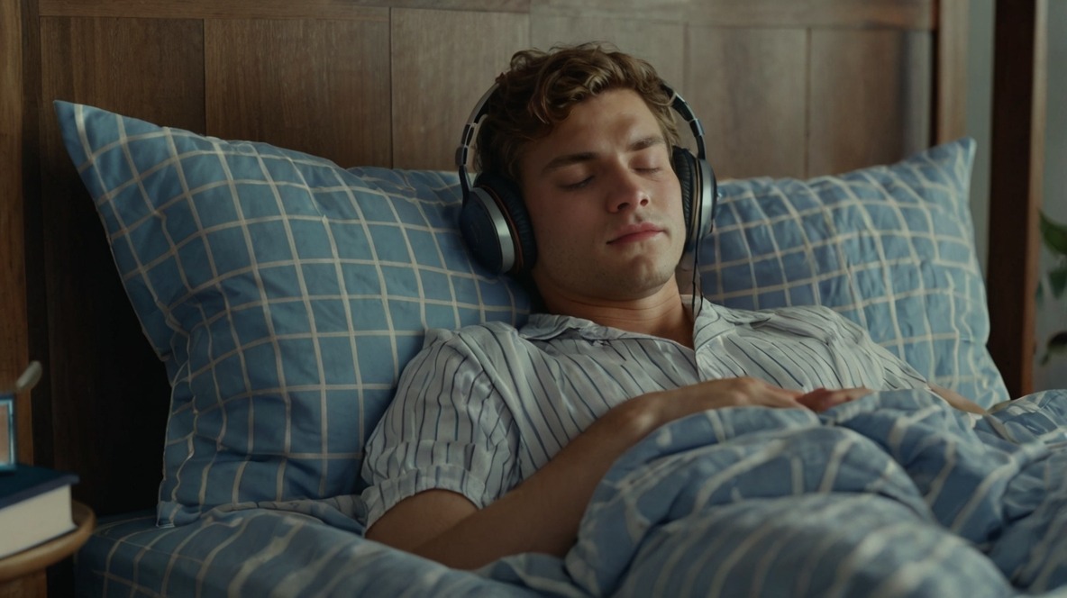 Leonardo_Kino_XL_a_young_man_in_pajamas_with_headphones_on_his_1 - Phase Today - Lucid Dreaming and Sleep Paralysis News